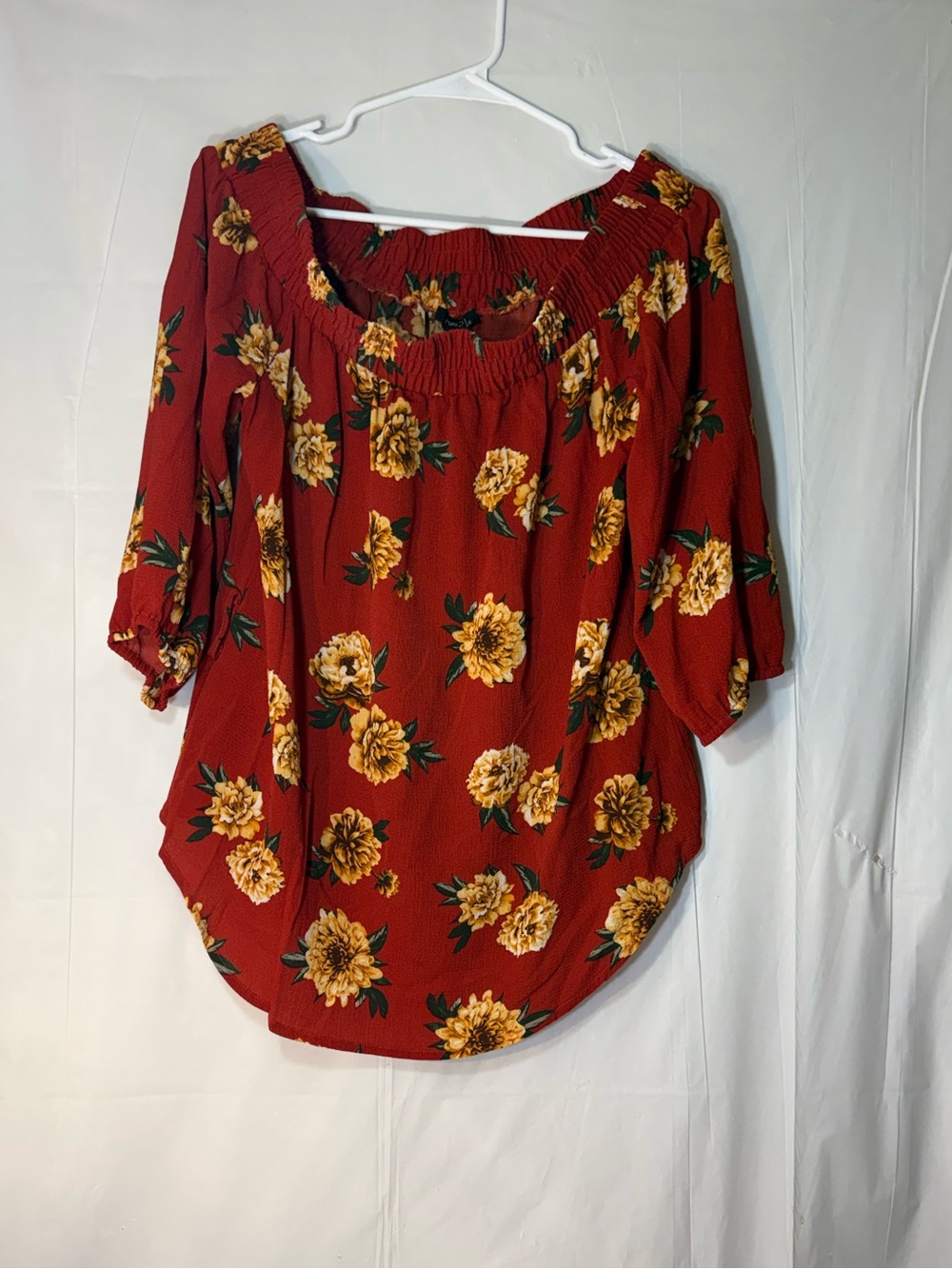 Rue21 burgundy off the shoulder floral women’s blouse size large